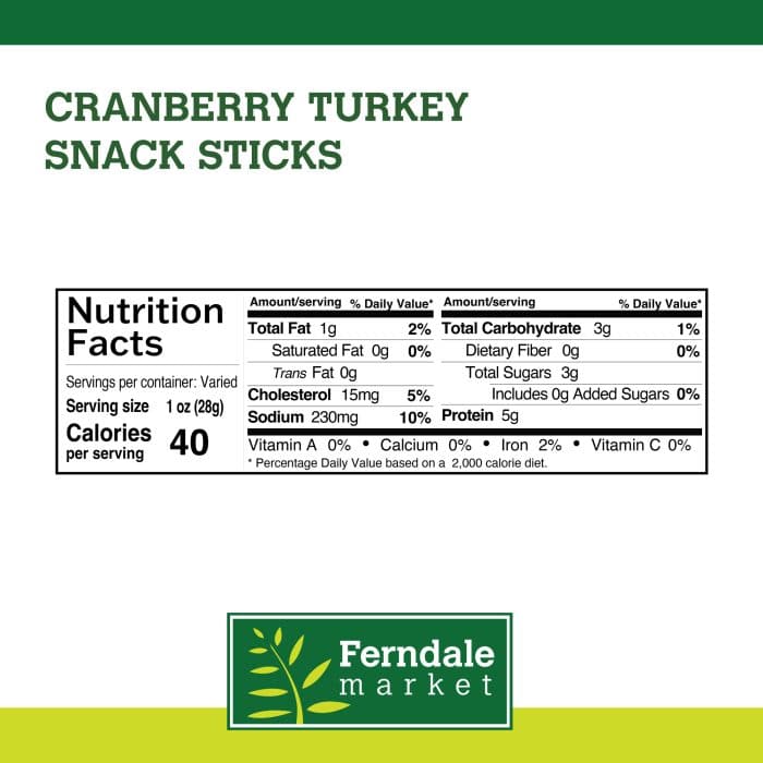 Turkey Cranberry Sticks Nutrition Facts