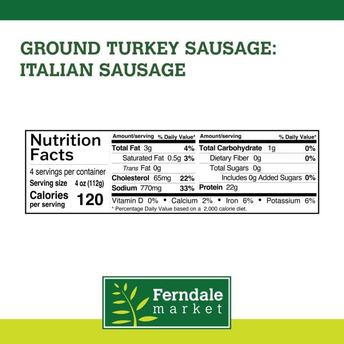Ground Turkey Sausage Italian Sausage Nutrition Facts